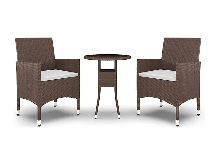 Nylvi Juego de comedor de jardín 3 piezas ratán sintético marrón
