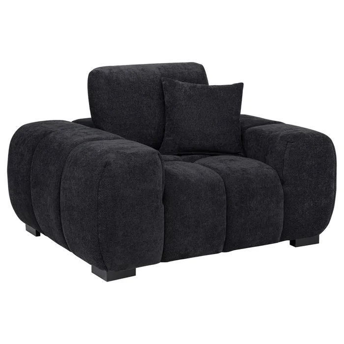 Octavia Black Fabric Upholstered Track Arm Accent Chair
