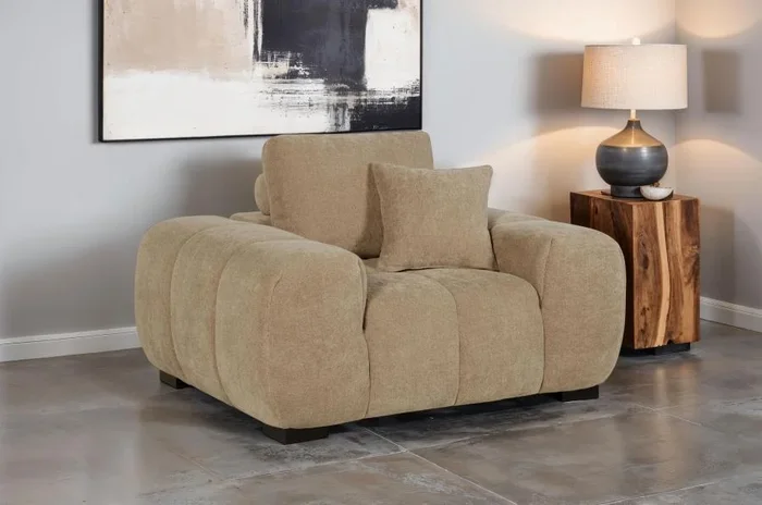 Octavia Camel Track Arm Accent Chair