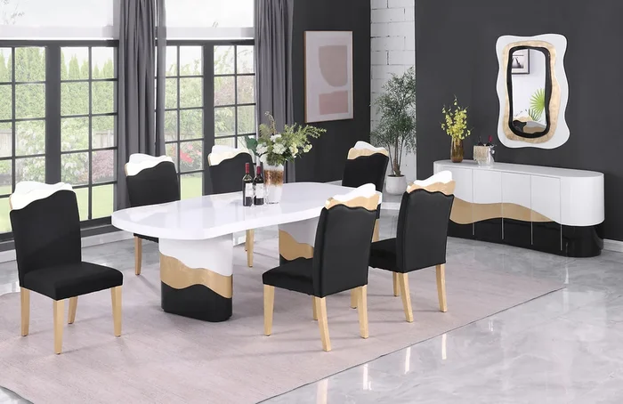 Orion White/Black 7-Piece Dining Room Set
