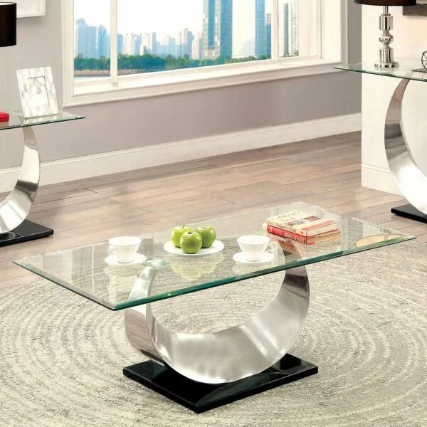 Orla Satin Plated/Black Coffee Table