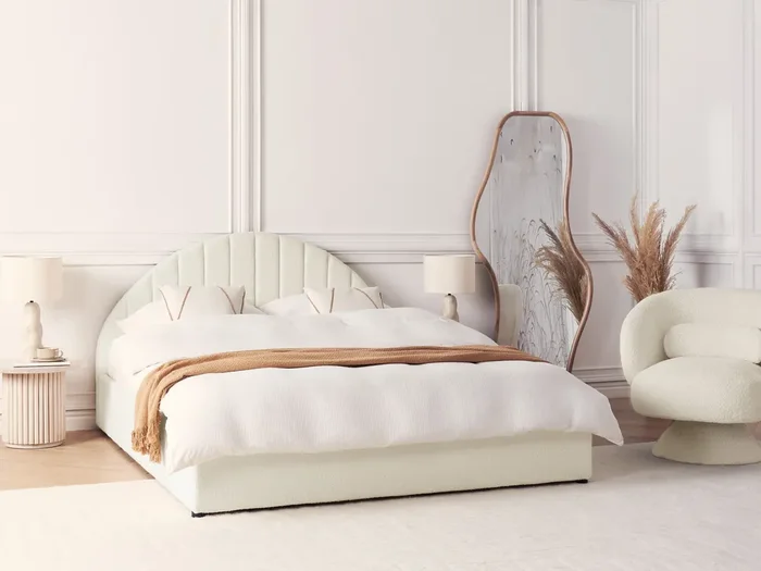 Ottoman Bed Boucle CHADENET 160 x 200 cm (EU King Size) Off-White