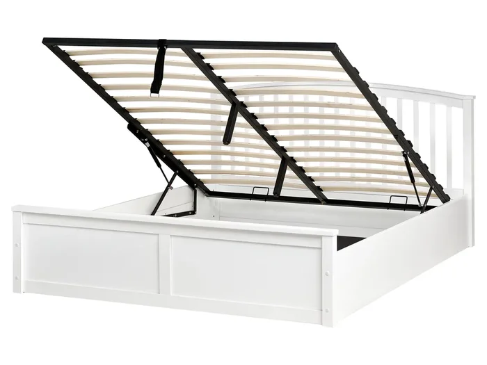 Ottoman Bed Pine Wood CLARBEC 160 x 200 cm (EU King Size) White