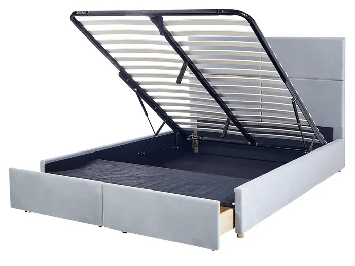 Ottoman Bed Velvet VERNOYES 160 x 200 cm (EU King Size) Light Grey