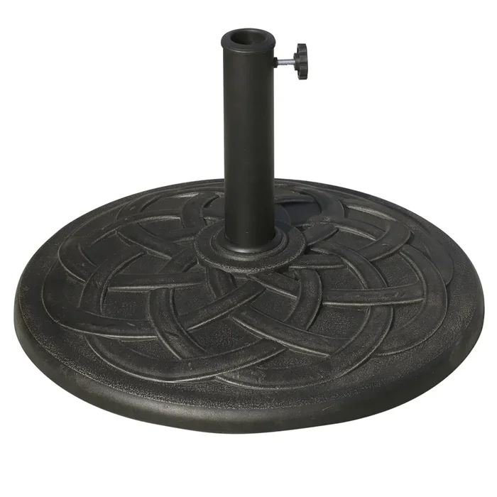 Outsunny Base para Sombrilla de Jardín Peso Neto 19 kg Soporte de Parasol Apto para Mástil de 38mm/48mm Resina para Terraza Patio Exterior Ø54,5×34 cm Bronce