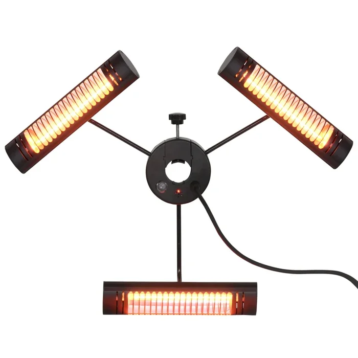 Outsunny Calefactor Eléctrico de Exterior con 1000W/2000W/3000W Estufa de Infrarrojos con Control Remoto Protección IPX5 Aleación de Aluminio para Sombrilla Gazebo Jardín Ø87×22 cm Negro