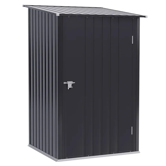 Outsunny Cobertizo de Jardín Exterior 0,92 m² 100x103x160 cm Caseta de Jardín Exterior Metálica con 1 Puerta y Cerradura para Almacenamiento de Herramientas para Patio Terraza Gris Oscuro