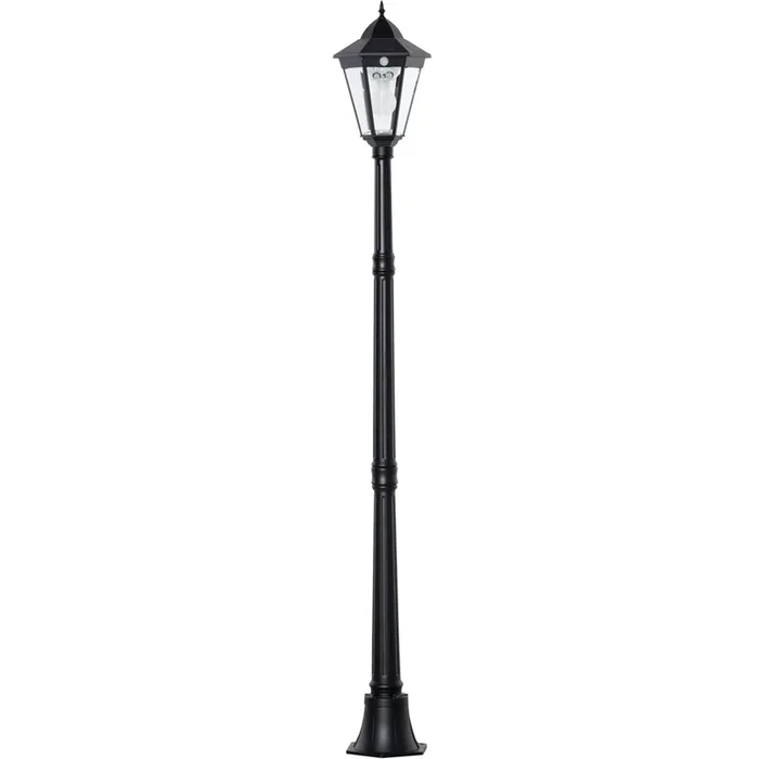 Outsunny Farola Solar Luz Solar de Exterior con Panel Solar Encendido y Apagado Automático Resistente a la Intemperie Marco de Aluminio IP44 para Terraza Patio 22x22x194 cm Negro