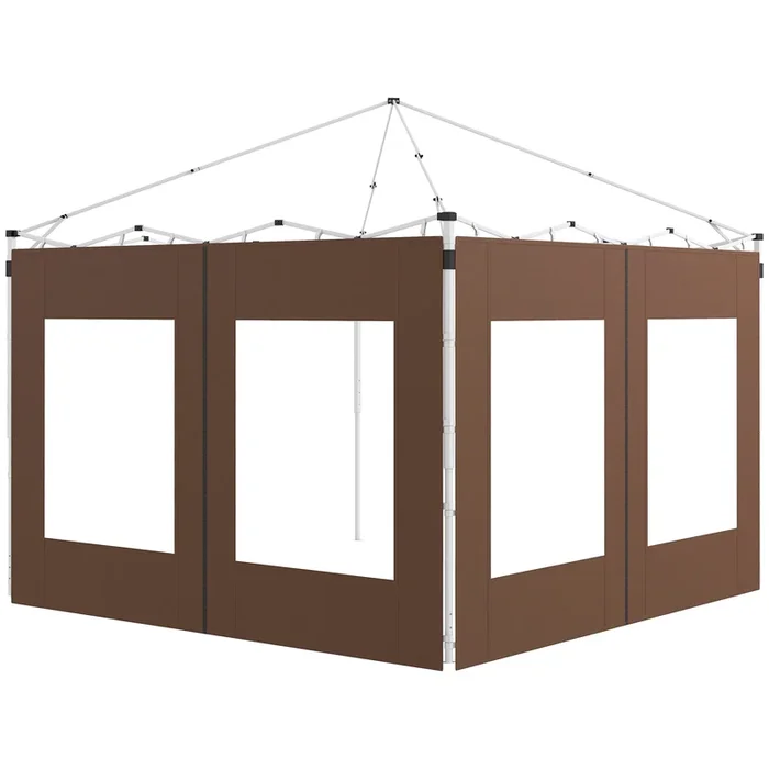 Outsunny Paredes Laterales para Carpa de 2 Paneles 295×195 cm Paredes Laterales de Repuesto de Tela Oxford con 2 Ventanas para Carpas de 6×3 m 3×3 m Marrón