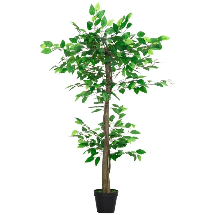Outsunny Planta Artificial de Té 120 cm Árbol Artificial en Maceta Decorativa para Interior Hogar Salón Oficina Ø16×120 cm Verde