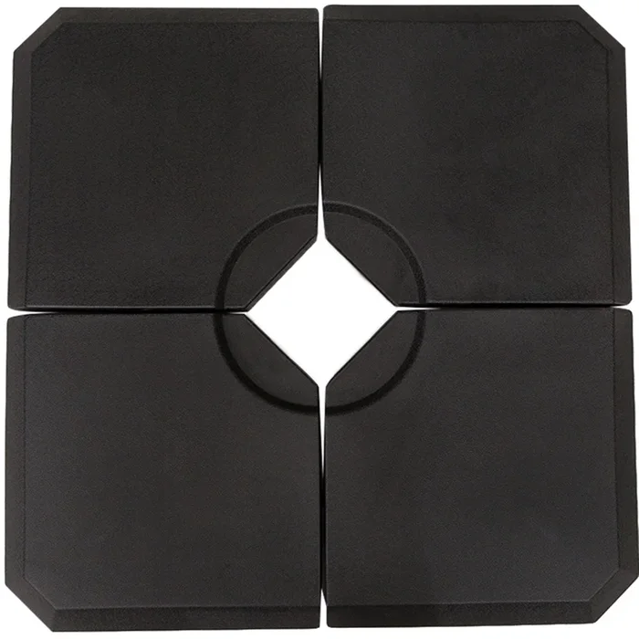 Outsunny Set de 4 Piezas Soporte de Parasol Base para Sombrilla Terreza o Jardín Rellenable de 80 kg de Agua o 120 kg de Arena Estable 100x100x9,5 cm Negro