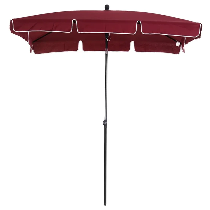 Outsunny Sombrilla de Jardín de Aluminio 198x130x245 cm Parasol de Jardín Rectangular con Función de Inclinación para Terraza Patio Exterior Rojo Vino