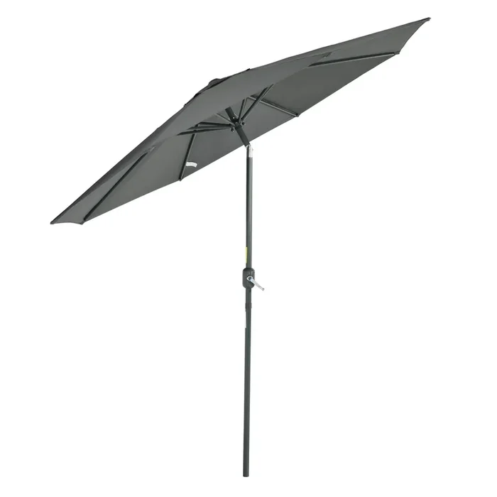 Outsunny Sombrilla de Jardín Øde Aluminio 264×253 cm Parasol de Jardín con Ángulo Ajustable Protección UV 50+ Manivela para Terraza Balcón Exterior Gris