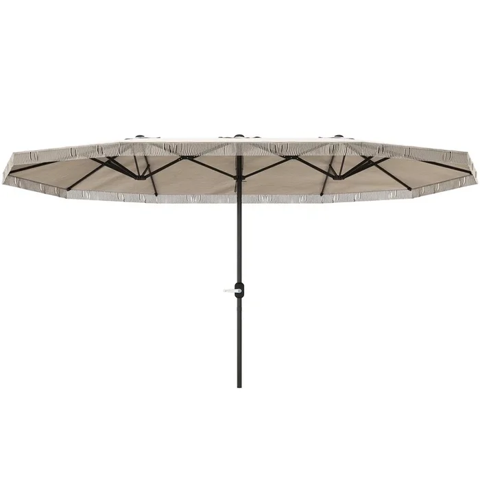Outsunny Sombrilla Doble 4,5×2,65 m Sombrilla Terraza Exterior con Manivela Manual Resistente al Agua y Protección UV30+ Sombrilla Grande para Terraza Playa Piscina Crema