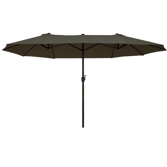 Outsunny Sombrilla Parasol Doble para Jardín 4,55×2,65×2,38 m Sombrilla Gigante Anti UV con Manivela para Exterior Patio Terraza Piscina Color Gris
