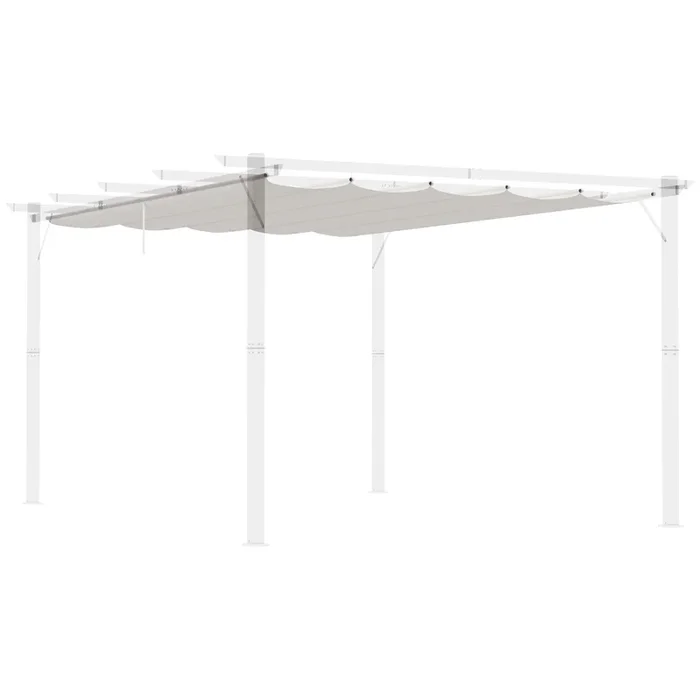 Outsunny Techo de Pérgola 3,5×2,6 m Techo de Repuesto Retráctil para Marco de Pérgola de 4×3 m Toldo de Tela Solo para Cenador Jardín con 10 Orificios de Drenaje Crema