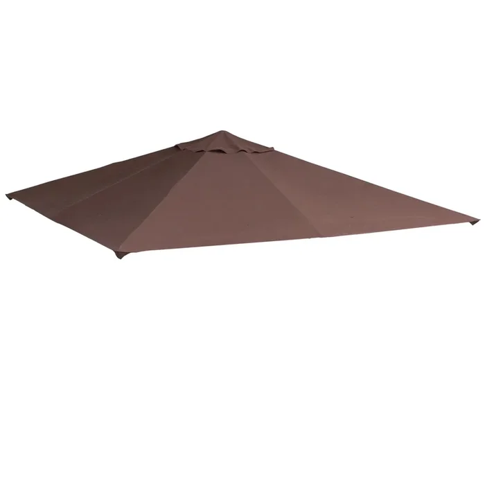 Outsunny Techo de Repuesto 300×300 cm para Cenador de Jardín Cubierta de Repuesto de Gazebo Pabellón Exterior con 8 Orificios de Drenaje y Ventilación Café