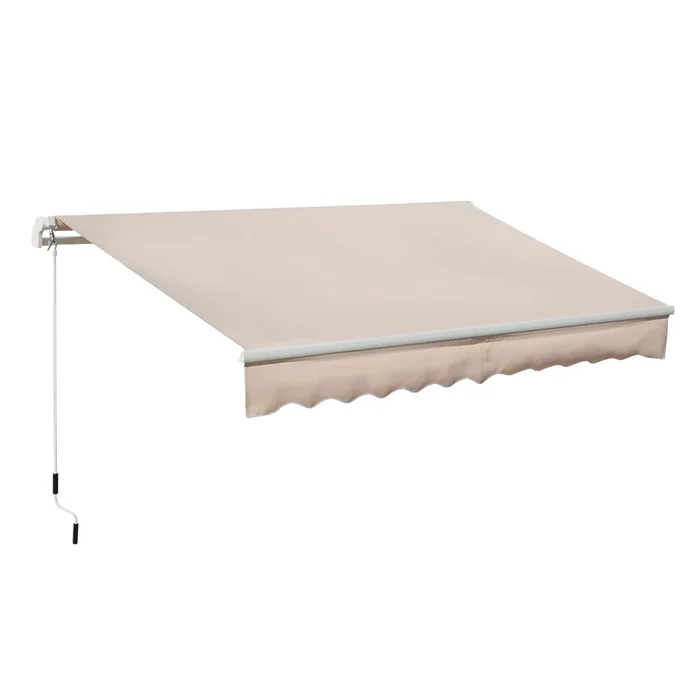 Outsunny Toldo Manual Retráctil 295×200 cm Toldo para Balcón con Manivela de Metal Impermeable y Anti-UV Toldo Enrollable de Exterior para Jardín Terraza Ventanas Beige