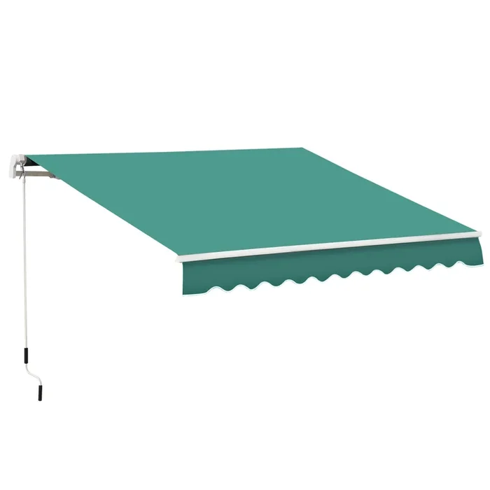 Outsunny Toldo Manual Retráctil 395×245 cmToldo para Balcón con Manivela de Metal Impermeable y Anti-UV Toldo Enrollable de Exterior para Jardín Terraza Ventanas Verde