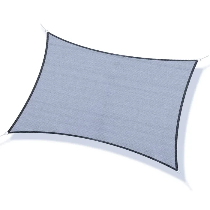 Outsunny Toldo Vela de Sombra Rectangular 4×3 m Toldo de Terraza Protección Rayos UV con Bolsa de Transporte Anillo de Acero Inoxidable y Cuerdas para Jardín Patio Gris
