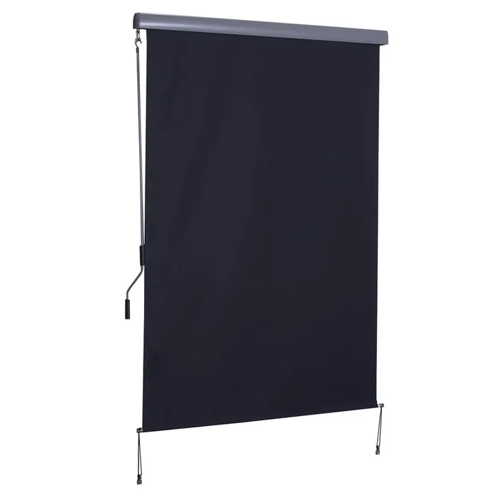 Outsunny Toldo Vertical Enrollable con Manivela Protección UV para Interior y Exterior Balcón Porche Terraza 140×250 cm Gris
