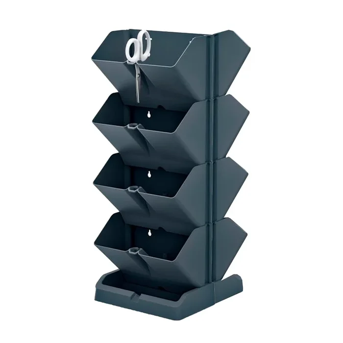 Pack 2 maceteros verticales Prosperplast Mini Cascade de plastico en color antracita 19,5 (largo) x 11,4 (ancho) x 47,5 (alto) cm con 2 tijeras de jar