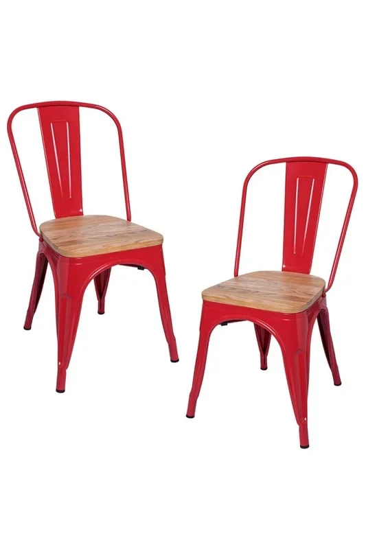 Pack 2 Sillas Torix Madera Natural – Rojo