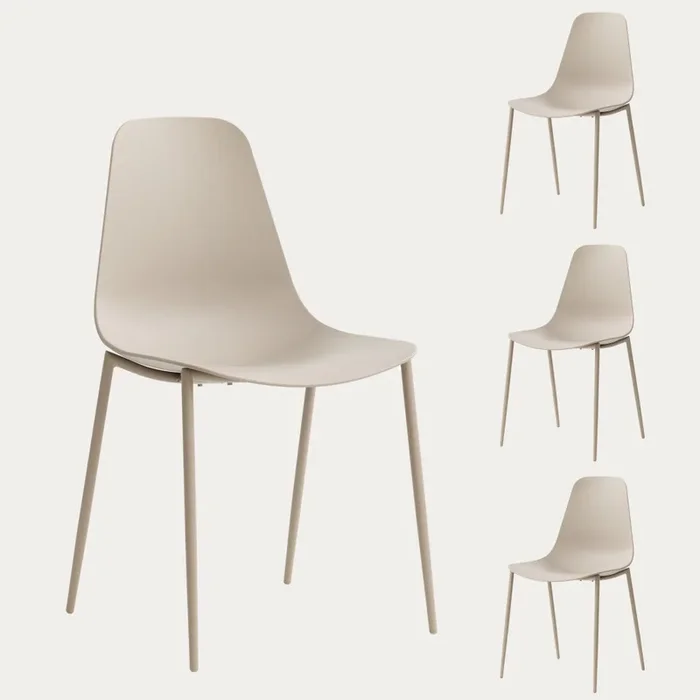 Pack 4 sillas polipropileno beige Minno Beige – Kenay Home