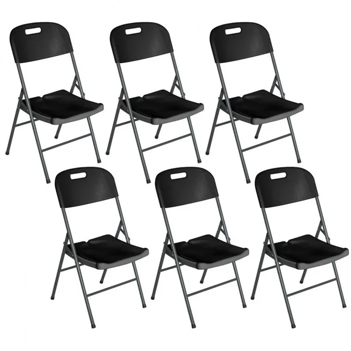 Pack 6 Sillas Plegables con Asa 47x58x87cm Negro Thinia Home