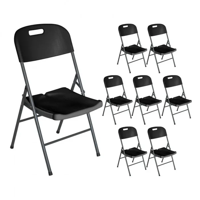 Pack 8 Sillas Plegables con Asa 47x58x87cm Negro O91