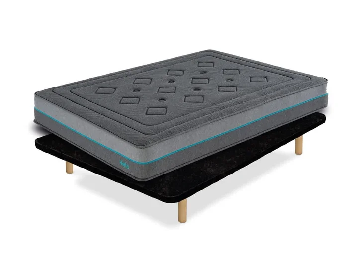 Pack base tapizada y colchón Vela de muelles ensacados 90×190 – Colchones Vela