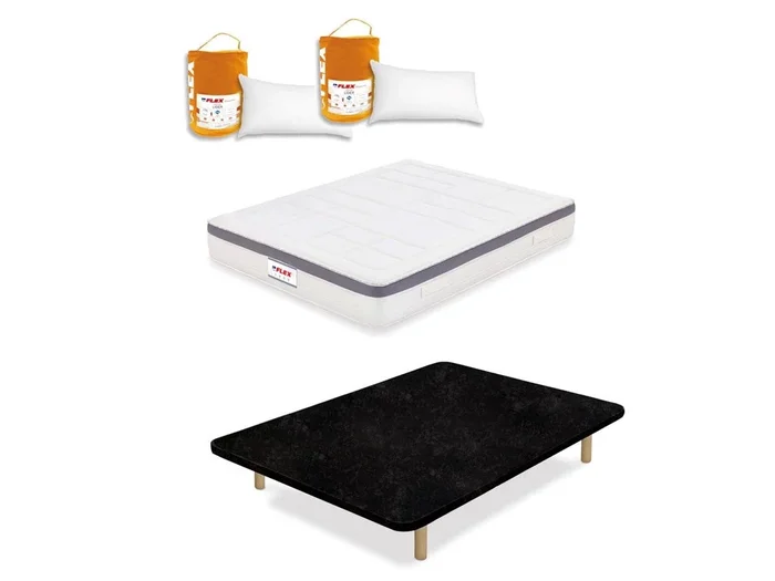 Pack Base tapizada y Colchón Visco Airvex Flex Supreme con almohadas 135×190 – Colchones Vela