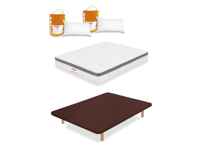 Pack Base tapizada y Colchón Visco Airvex Flex Supreme con almohadas 150×182 – Colchones Vela