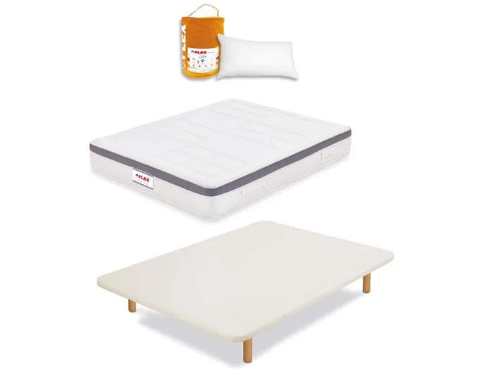 Pack Base tapizada y Colchón Visco Airvex Flex Supreme con almohadas 80×182 – Colchones Vela