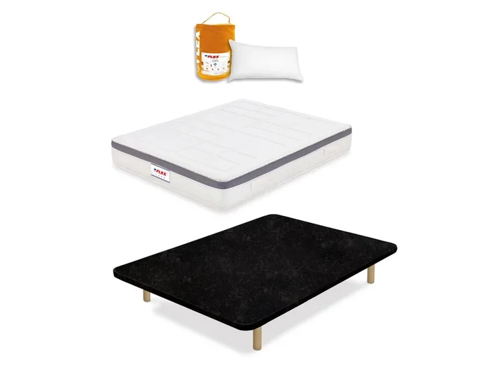 Pack Base tapizada y Colchón Visco Airvex Flex Supreme con almohadas 90×182 – Colchones Vela