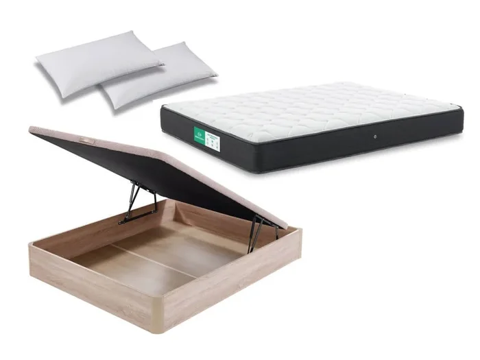Pack Canapé Abatible Madera 19 + Colchón Metropoli Visco + Almohada 140×190 – Colchones Vela