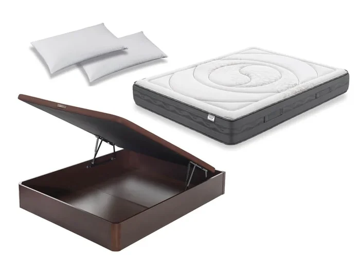 Pack canapé madera 19 y colchón Flex Garbí Visco con almohada 150×190 – Colchones Vela