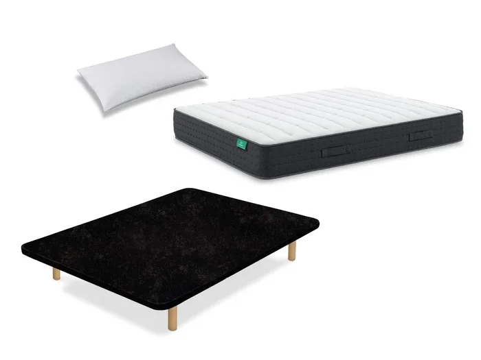Pack Colchón Dormilón Town Pocket + Base Tapizada + Almohada 105×182 – Colchones Vela