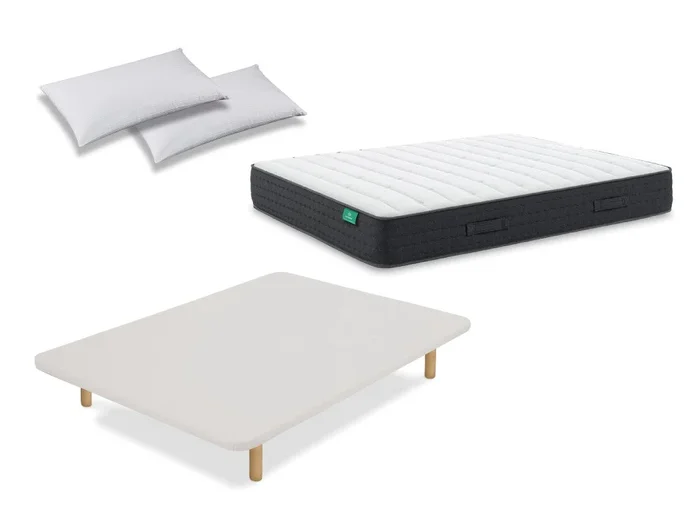 Pack Colchón Dormilón Town Pocket + Base Tapizada + Almohada 150×182 – Colchones Vela