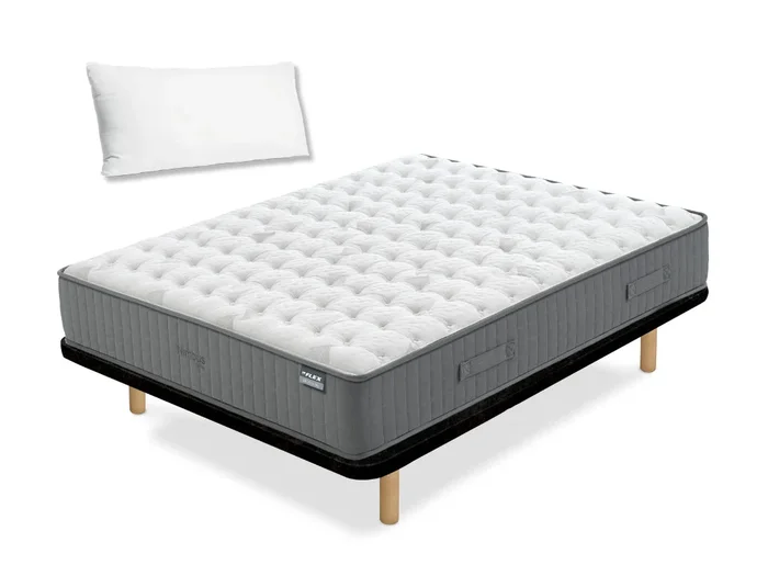 Pack Colchón Flex Nimbus Visco + Base Tapizada Tapiflex + Almohada 90×200 – Colchones Vela