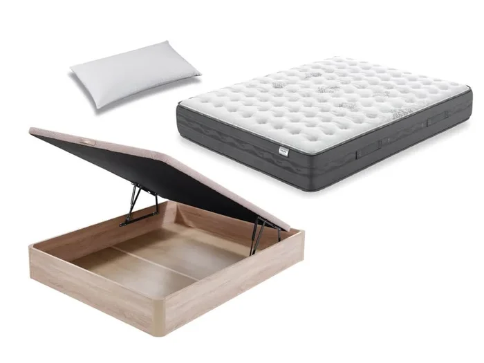 Pack Colchón Flex Nimbus Visco + Canapé Abatible Madera 19 + Almohada 105×200 – Colchones Vela