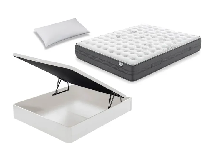 Pack Colchón Flex Nimbus Visco + Canapé Abatible Madera 19 + Almohada 105×200 – Colchones Vela