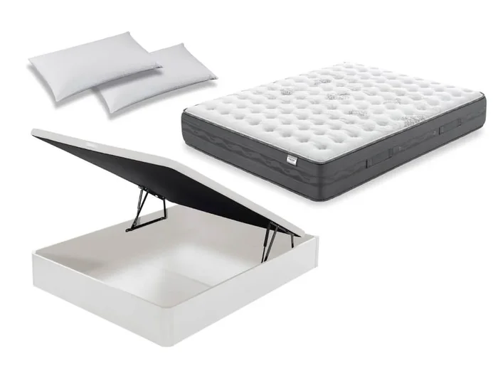 Pack Colchón Flex Nimbus Visco + Canapé Abatible Madera 19 + Almohada 135×200 – Colchones Vela