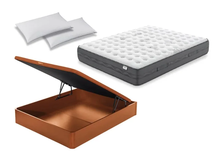 Pack Colchón Flex Nimbus Visco + Canapé Abatible Madera 19 + Almohada 150×190 – Colchones Vela