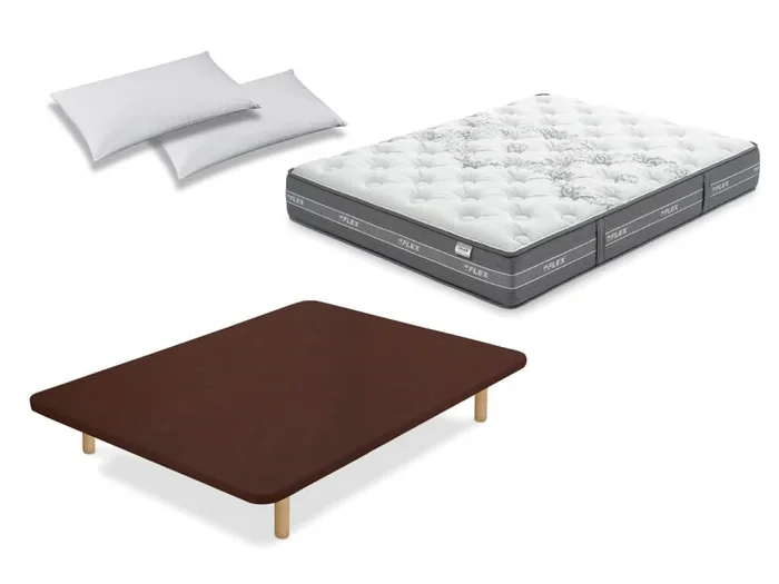 Pack Colchón Flex Nube Visco + Base Tapizada Tapiflex + Almohada 150×190 – Colchones Vela