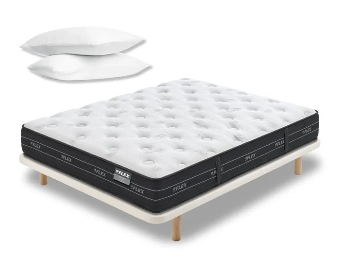 Pack Colchón Flex Nube Visco + Base Tapizada Tapiflex + Almohada 150×200 – Colchones Vela