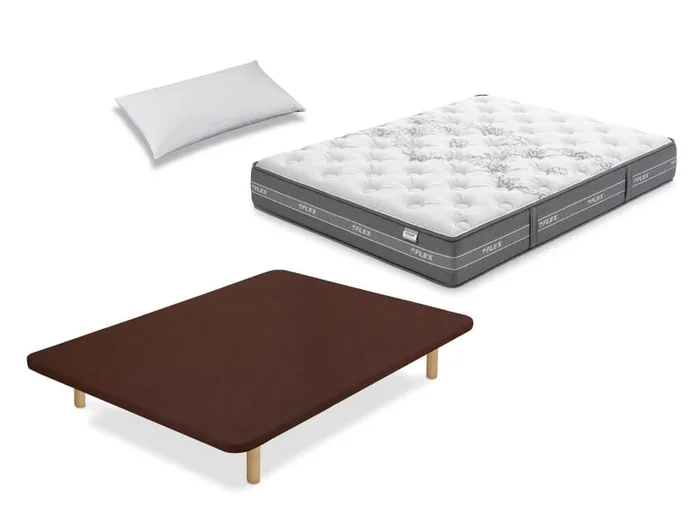 Pack Colchón Flex Nube Visco + Base Tapizada Tapiflex + Almohada 90×190 – Colchones Vela
