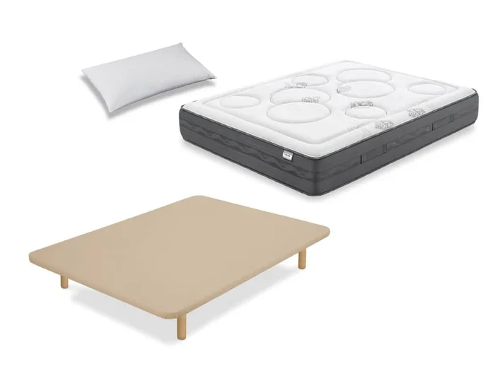 Pack Colchón Flex Palace Visco + Base Tapizada Tapiflex + Almohada 90×182 – Colchones Vela