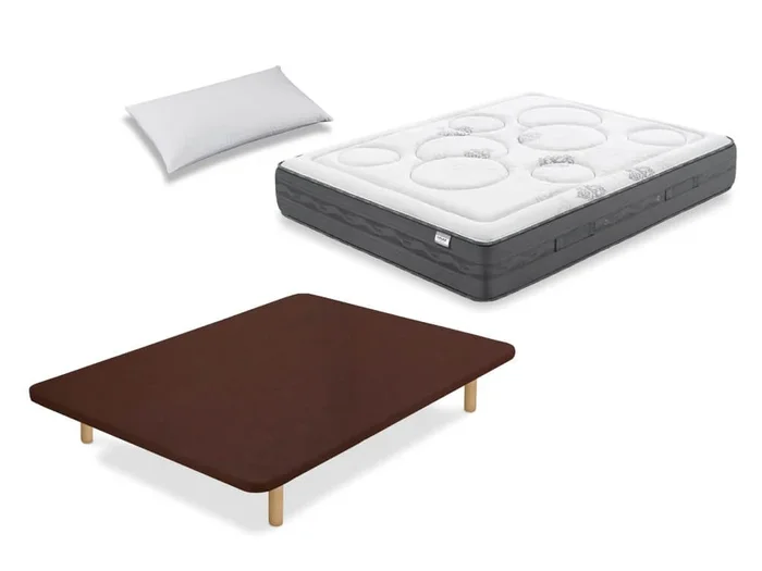 Pack Colchón Flex Palace Visco + Base Tapizada Tapiflex + Almohada 90×182 – Colchones Vela