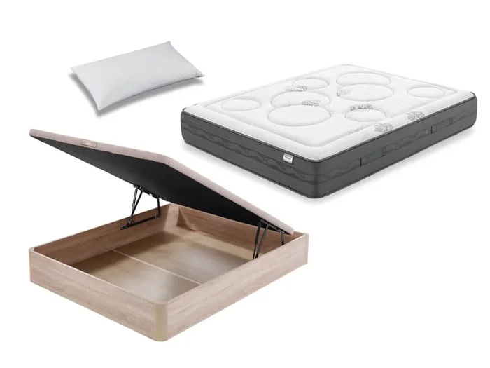 Pack Colchón Flex Palace Visco + Canapé Abatible Madera 19 + Almohada 90×200 – Colchones Vela